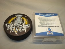 Matt Murray Signed Penguins 2016 Stanley Cup Champs Puck Beckett BAS COA 1A