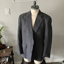 Vintage Chaps Ralph Lauren Mens 42 Gray Check Plaid Wool Made in USA Suit Blazer
