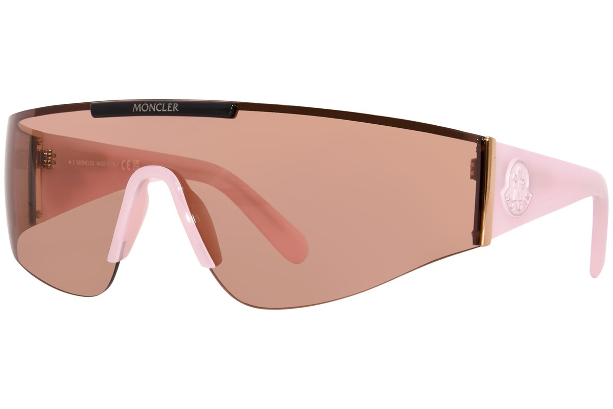 Moncler ML0247 72E Sunglasses Shiny Pink/Brown Shield 143mm