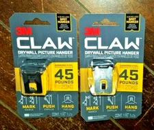 2 x 3M Claw Drywall Picture Hanger! Hardened Steel Holds 45lbs - #3PH45M-1ES