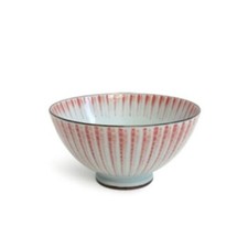 Two 4.5" Tokusa Red Stripes Rice Bowls Made In Japan