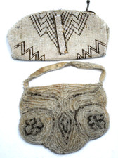 2pc Antique Vintage 6" Beaded Purses Bag Lot CZECHOSLOVAKIA Art Deco Small Whit