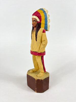 アメリカン・インディアン木製彫刻 Antique Vintage Signed Hand Carved Wood Native American Indian
