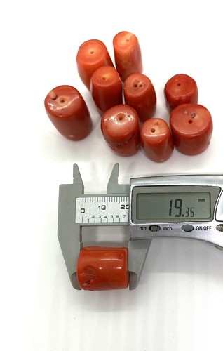 Natural Red Tube 10 Coral Beads101.31g - Picture 9 of 14