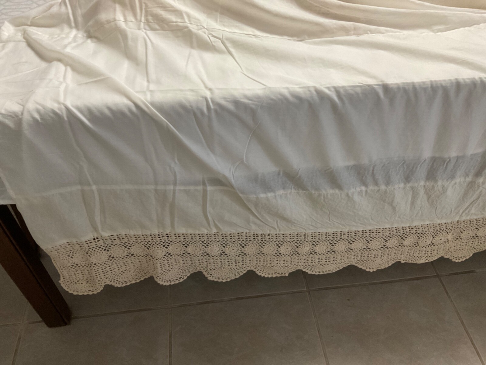 JCP Crochet Bed Skirt 100 Cotton King Size Cottage Country French