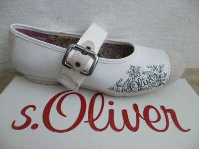 Oliver Girls Ballerina Slipper Shoes White Grey NEW