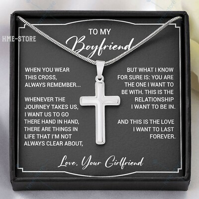 To My Boyfriend Cross Necklace Jewelry Gifts From Girlfriend for