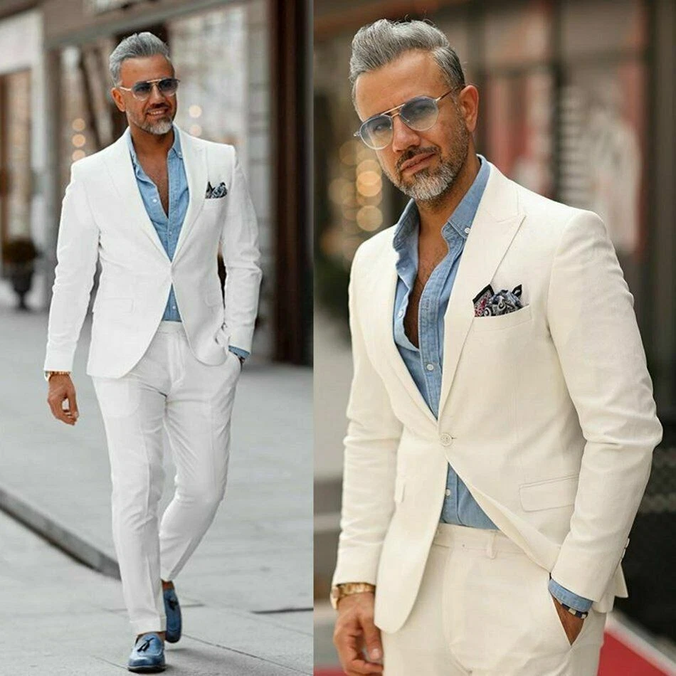 All white store casual suit