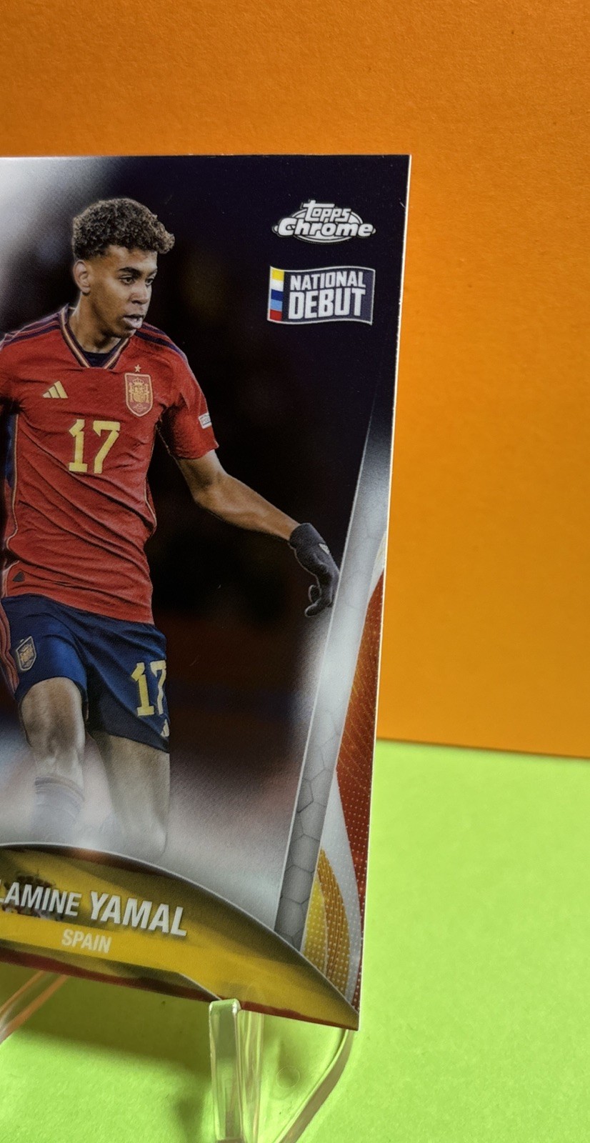 2024 Topps Chrome UEFA Euro National Debut Lamine Yamal Rookie Card view 3