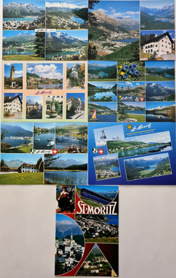 7 x ST. MORITZ Postkarten Lot SCHWEIZ Ansichtskarten Switzerland ungelaufen col.