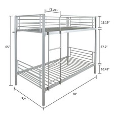 Litera con cama doble sobre hierro con escalera para niños adolescentes adultos tamaño doble gris NUEVO