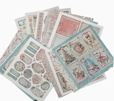 Victorian Trading 15 Sheet Pink Blue Christmas Planner Journal Papers 29T