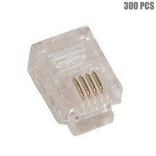 300pcs RJ11 6P4C Telephone Phone Line Plug Connector for Solid Round Wire