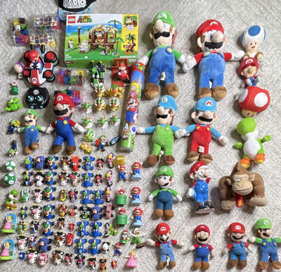 Super Mario Mixed Lot  plush toys to cars and more all Mario-themed.
