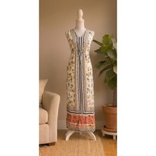 Lucky Brand Maxi Dress Women XS Floral Boho Sleeveless Vacation Peasant Summer