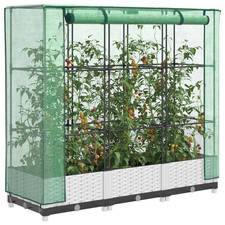 Raised Garden Bed with Greenhouse Cover Brown PP 120x40x123cm RattanLookNetIron