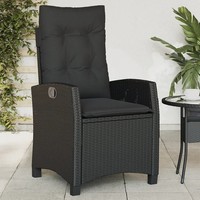 Gartensessel Verstellbar Mit Kissen Aus Poly Rattan In Schwarz