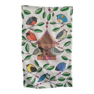 Spoonflower Bird House Tea Towel Dish Cloth Partridge Bluebird Cardinal Robin
