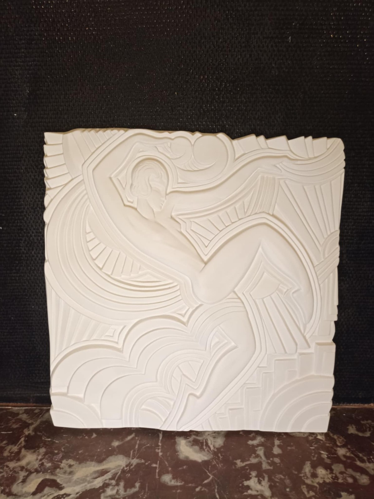 Bas-relief Art Déco d'exception Maurice Picaud moulage d'art blanc 48x47cm