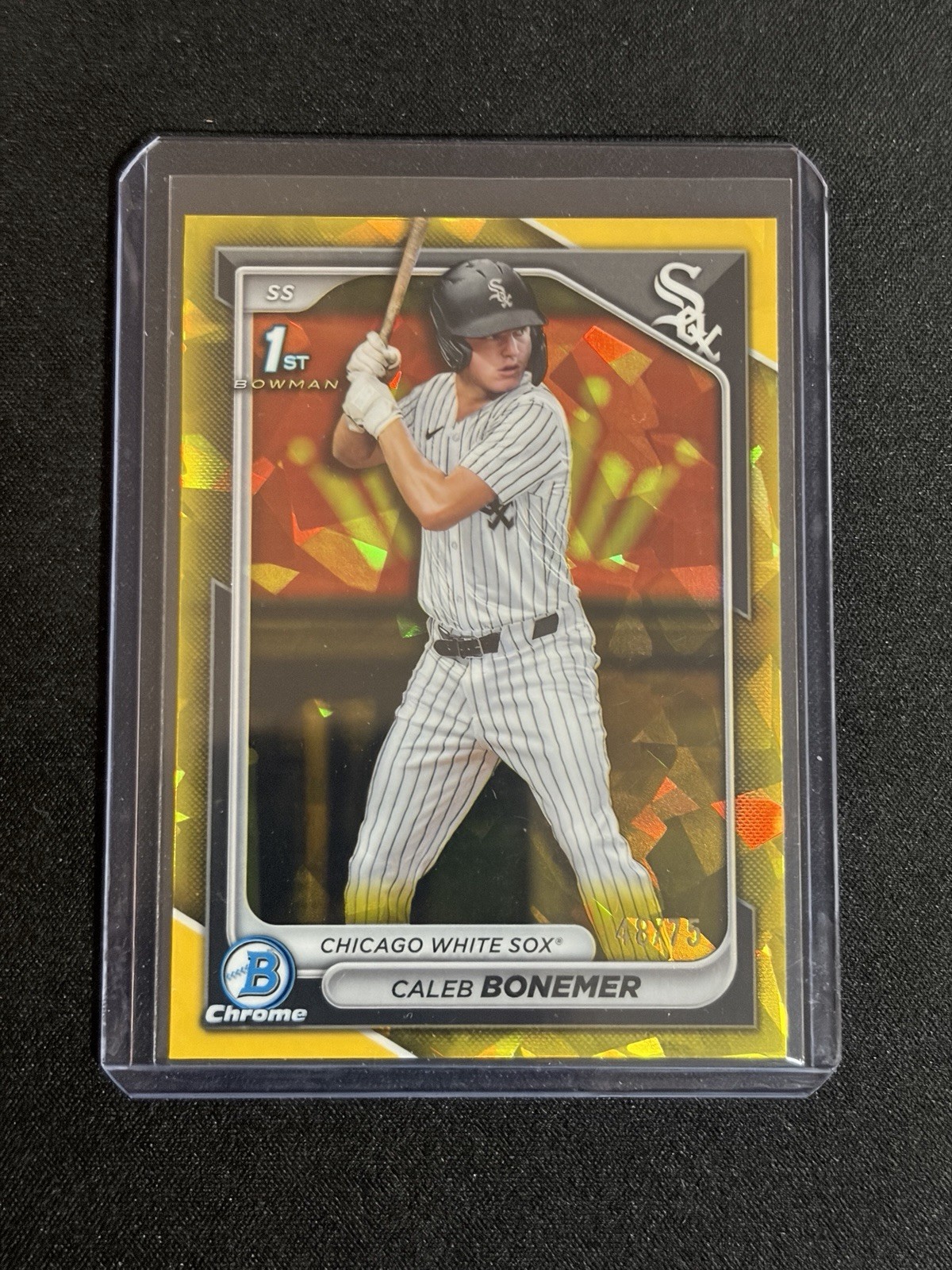 2024 Bowman Chrome Draft Sapphire CALEB BONEMER 1st YELLOW REFRACTOR /75