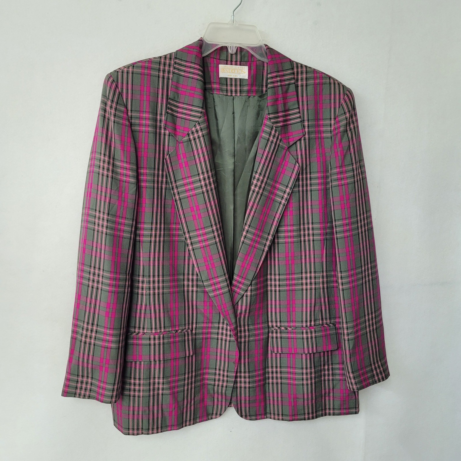 Pendleton Sophisticates Plaid Blazer Jacket Pink … - image 1