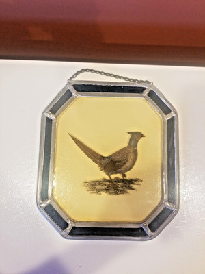  Vintage Leaded Stained Glass Suncatchers Handmade Ring Neck Pheasant 