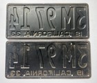 1933  California  License Plates - pair — photo 2