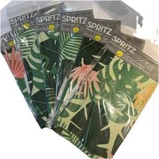 Spritz Table Cover 53”x108” Green Leaf Pattern Disposable - 6pcs bundle