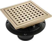 Champagne Bronze 6" Square Shower Drain Kit - 304 Stainless Steel, Hair Catcher