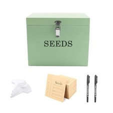Wooden Seed Storage Organizer with 2 Dividers, Seed Saving Box with Green Small