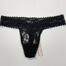2017 VTG Victoria's Secret Body by Victoria Black Lace Thong Panties Size Small