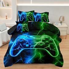 4 Pcs Full Gamer Bedding Sets for Boys, Gaming Full Comforter Set for Boys Beedi
