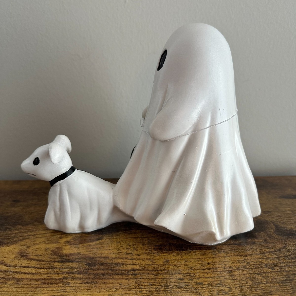 Statue Chien Fantôme Marchant Halloween 15 Cm - Résine Décorative Intérieur/extérieur - Déco Fête Maison, Jardin