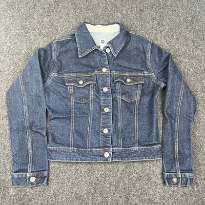 Gap Factory Store Womens Denim Jacket Dark Wash Indigo Stretch Size S