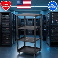 15U Network Rack with Casters - Heavy Duty Open Frame Network/Server Rack for IT