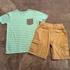 Boys Outfit Size 6-7 Cat Jack T-Shirt The Children s Place Khaki Shorts Set