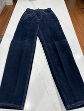 Vintage Skotts Suede Leather Pants Navy Blue Ladies Size 26 Or 24 X 31