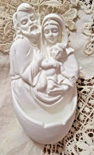 Holy Water Font Wall Decor Holy Family Nativity White Bisque Religious Devon