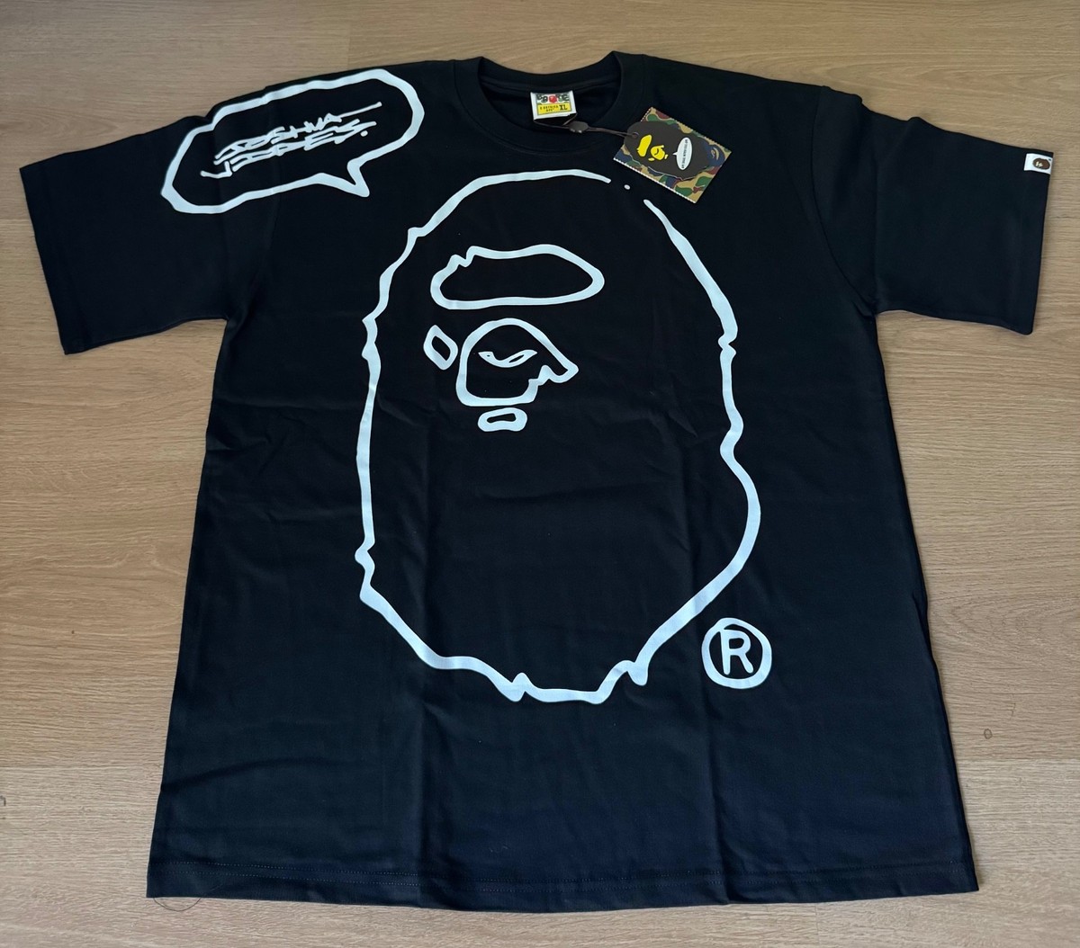 BAPE Outline Ape Head T-Shirt Black White Graphic Tee All Sizes S
