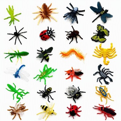 Insekten Figuren Set 24 Stück PVC Modelle Naturkunde Deko Spinne Skorpion 4-6 cm