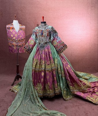 Afghan long tail kochi nikkah dress and wasket for women couple wedding set  | eBay