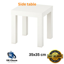 Small 2 Tier White Matt Finish Side Table with Shelf Bedroom Coffee End Table