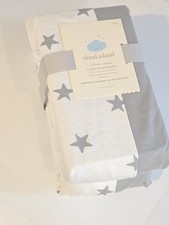 Fitted Jersey Sheet Crib Set Cloud Island 2 Pack Dark Gray  White Stars