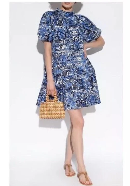 Abito Kate Spade cotone manica corta scenografico passeggiata cravatta schiena taglia x small $298