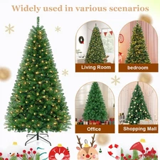 6ft Pre-Lit Spruce Artificial Christmas Tree with 900 Branch Tips &200 Lights--