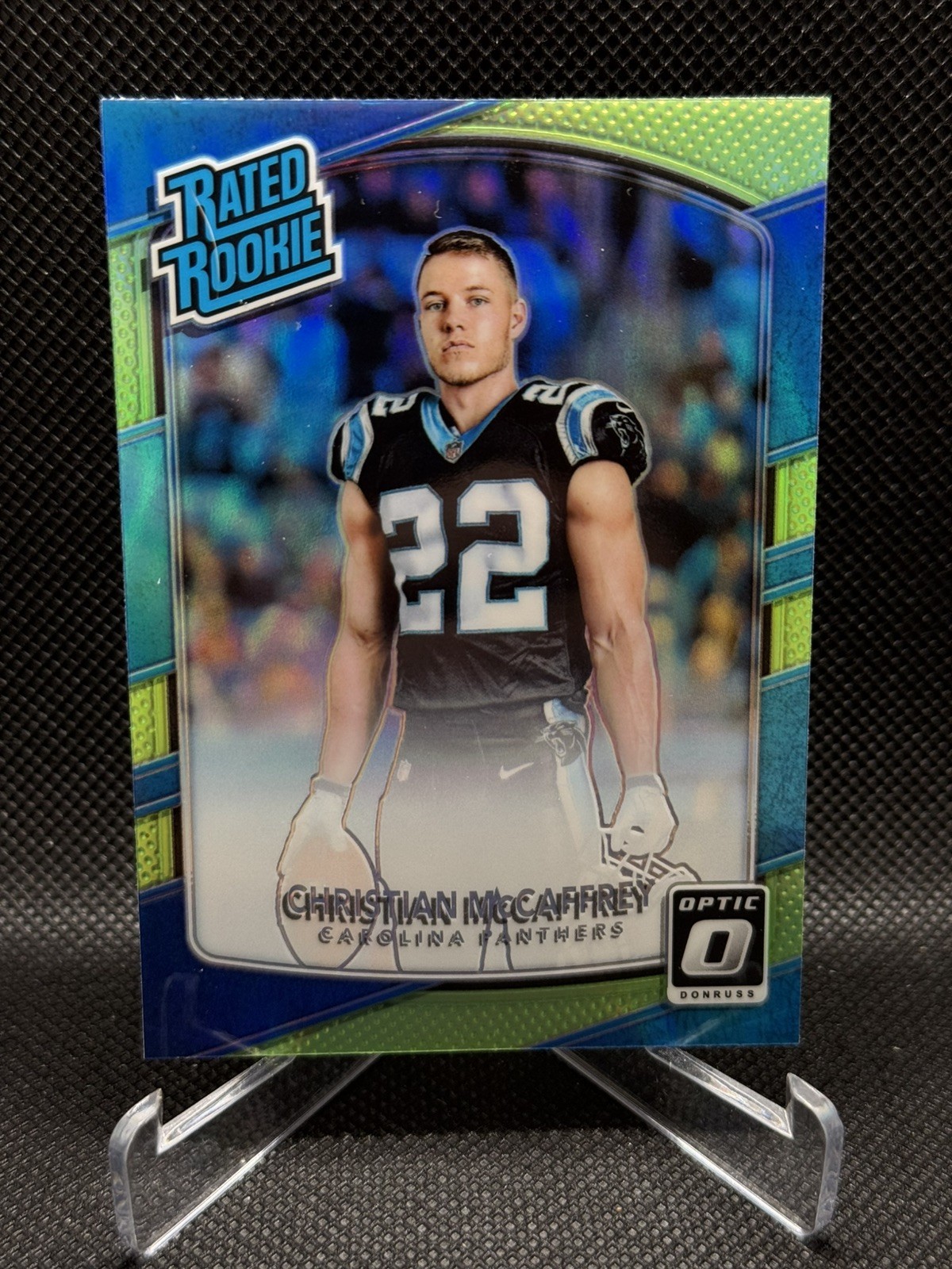 2017 Donruss Optic - Rated Rookie Christian McCaffrey #168 Lime Green Prizm (RC)