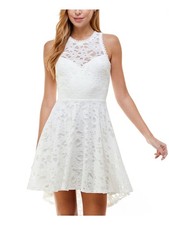 CITY STUDIO Womens Sleeveless Jewel Neck Short Party Fit + Flare Dress