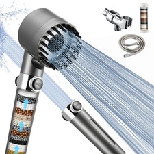 High Pressure Filtered Shower Head Handheld Hard Water Softener Hose 2 Filters