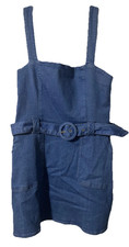 Show Me Your Mumu Denim Overall Dress with Belt Size XL