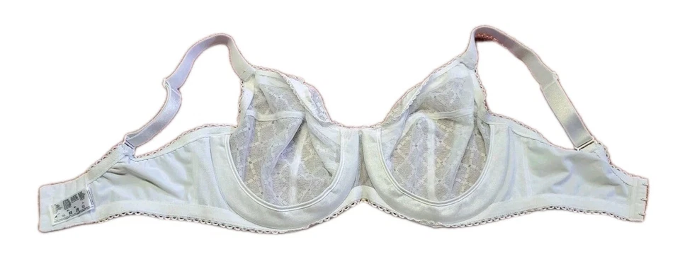 Sutiã Glamorise Tamanho 34G Wonderwire Branco Transparente Sexy com Renda Rosa Estilo 9845 - Imagem 4 de 4